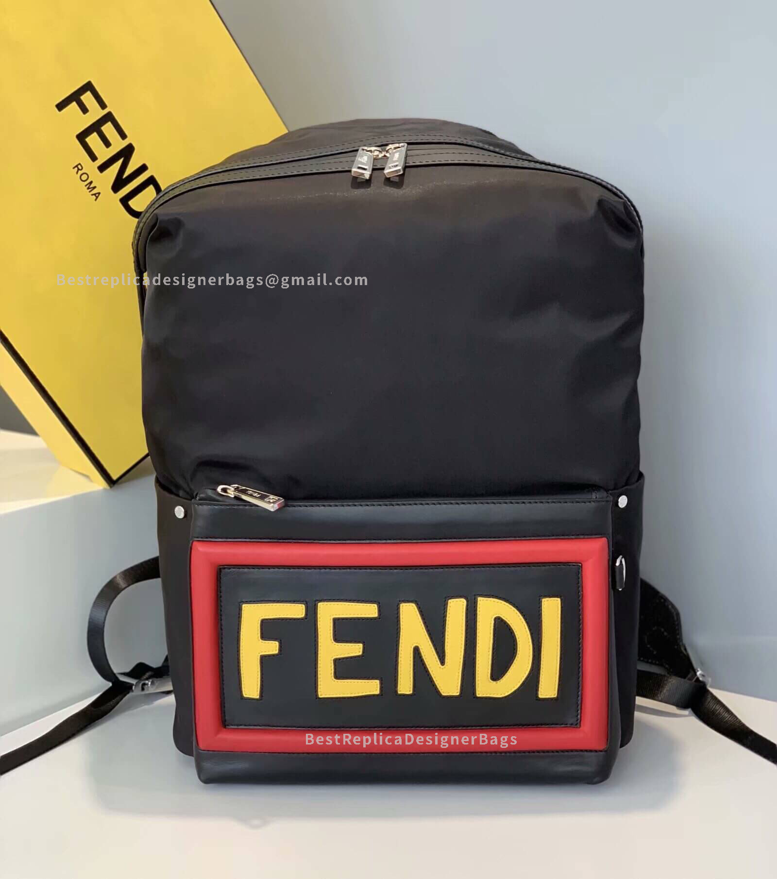 Fendi Black Nylon And Leather Backpack 2329